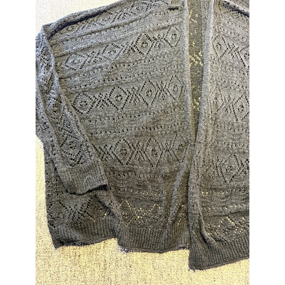 Becool Crochet Knit Cardigan Sweater Womens M/L Black Open Front Relaxed Fit - Picture 4 of 16